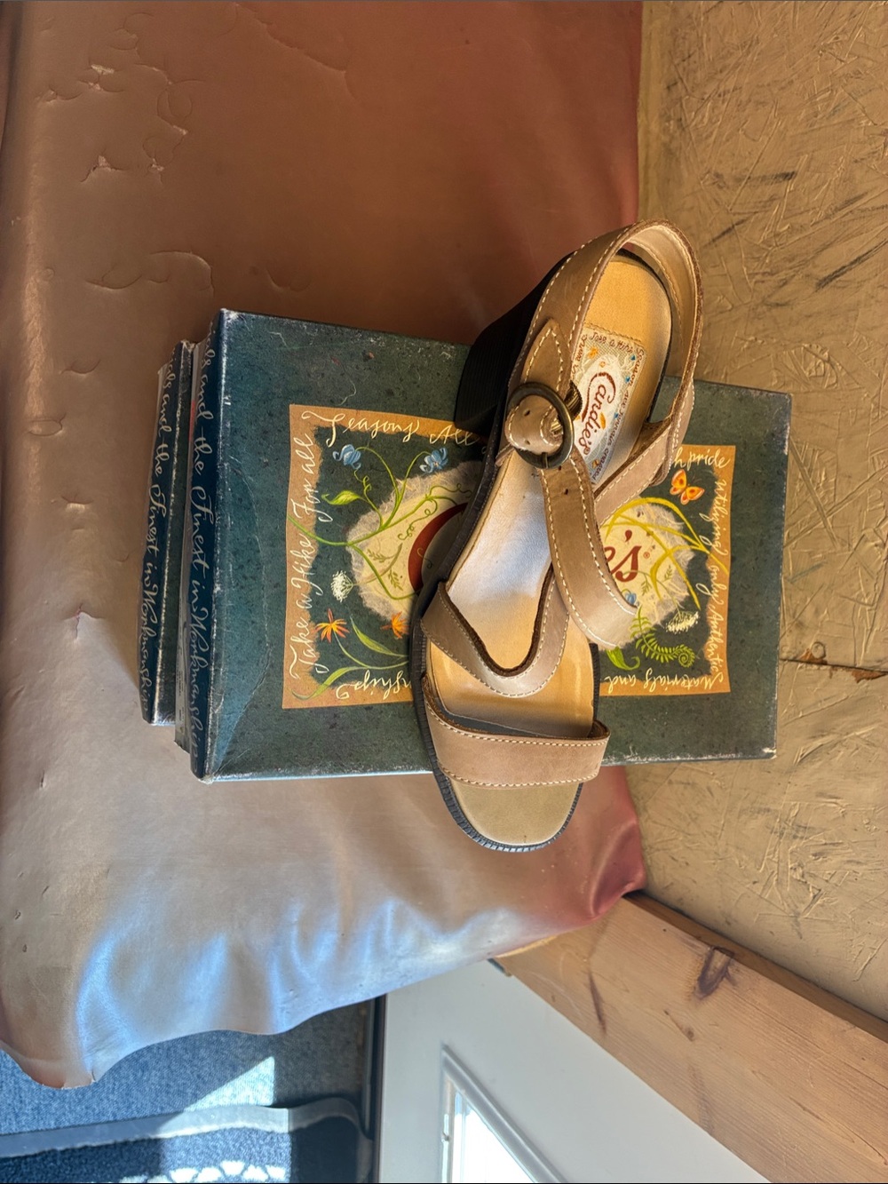 Candie's Tan and Brown block heel Sandals with Buckle Accent
